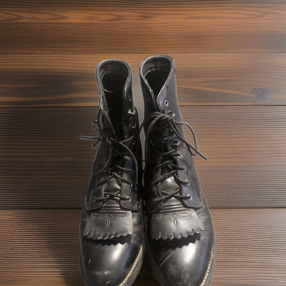 Ariat Lacer Heritage Black Leather Doubles Kiltie Boots 7.5 Womens Lace Up  Y2K‎